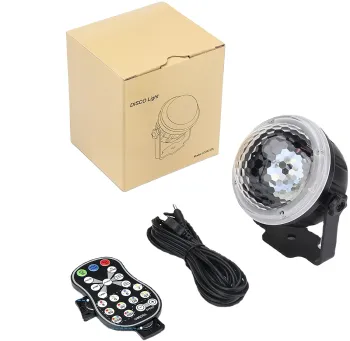 11 RGB Color Star Pattern Music Activated Disco Ball Light with Rotatable USB Party Lighting and Remote Control