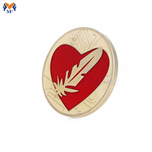 Metal Enamel Heart Shaped Coin