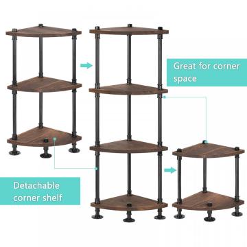 4-Tier Industrial Design Pipe Corner Shelves