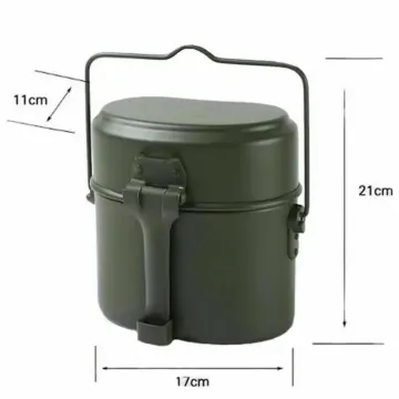 Outdoor Portable Light Weight Aluminum Camping Lunch Box Camping Pot Green Color
