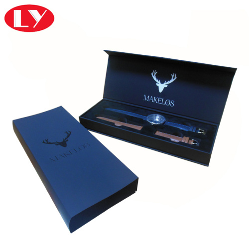 Magnet Close Luxury Black Watch Box cu logo