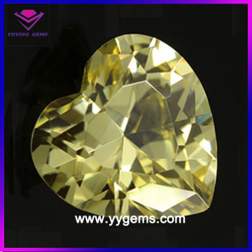 Synthetic Light Yellow Heart CZ Cubic Zirconia Loose Olive Gemstones