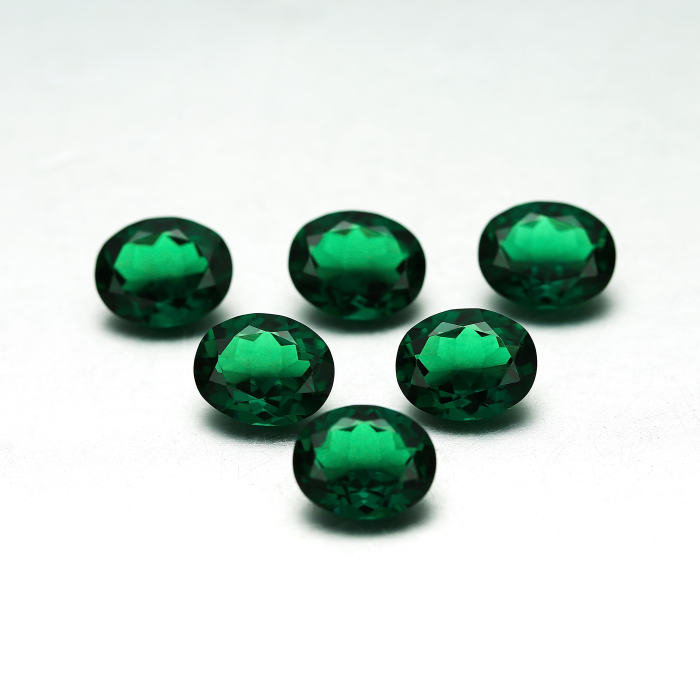 Floral Jewelry Zambian Lab Grown Emerald Oval 5x8mm