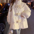 Women's winter loose white cotton-padded coat