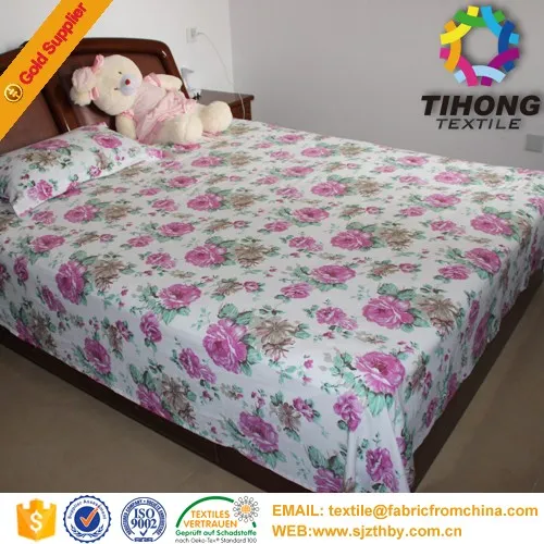 2016 hotsale 100% cotton big flower print fabric for bed sheets