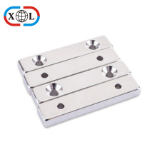 Block shape NI coating countersunk neodymium magnet