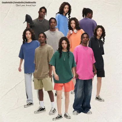 Custom Vintage Acid Wash Drop Shoulder T-Shirts for Women