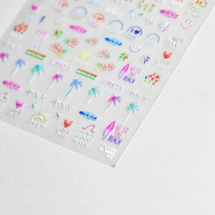 Qianya Tiktok Tomoni Beach 5D Adhesive Nail Art Stickers