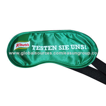 100% polyester soft promotion eye mask, made of satin, sized 18.5*8.5cm, with printed logo