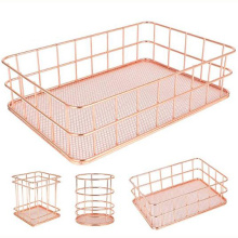 Rose Gold Wire Storage Holder Desk Drawer Organizer