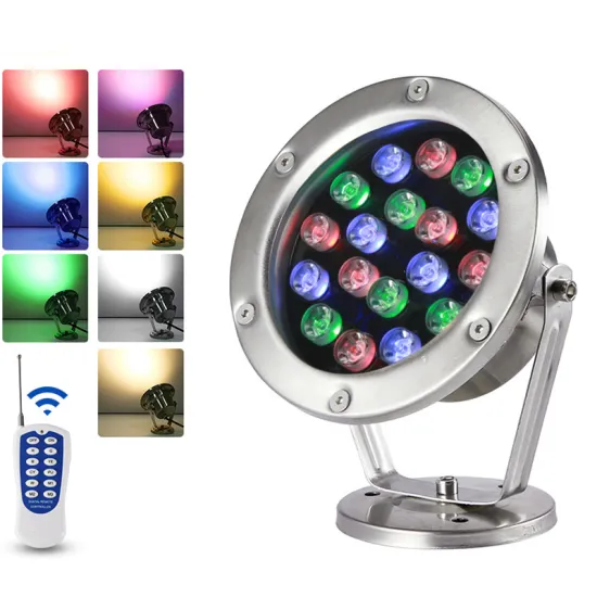 SS304 Stainless Steel 36W RGBW Remote Control Underwater Light