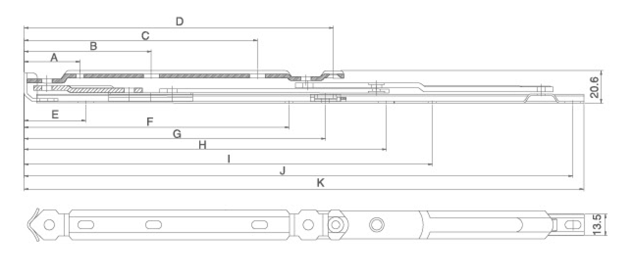 HC13SCC window friction stay installation diagram
