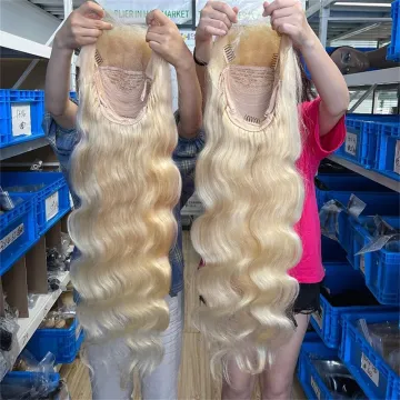 Blonde Full Lace Human Hair Wigs Pre Plucked 360 Lace Body Wave  Humain 613 Full Lace Frontal Wig For Women
