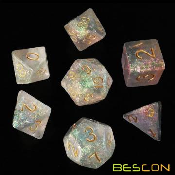 Bescon Shimmery Würfelset Pink-Glaze, RPG 7-Würfel Set in Brick Box Verpackung