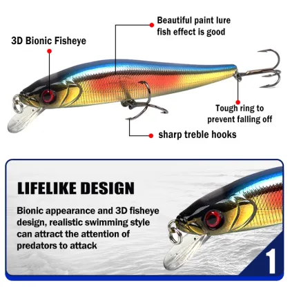 Devano Wholesale Japan Quality 95mm 10g Hard Plastic Minnow Fishing Lure for Freshwater Bass