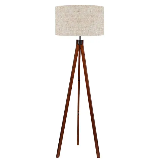 Nordic Retro Solid Wood LED Floor Lamp for Living Room and Bedroom