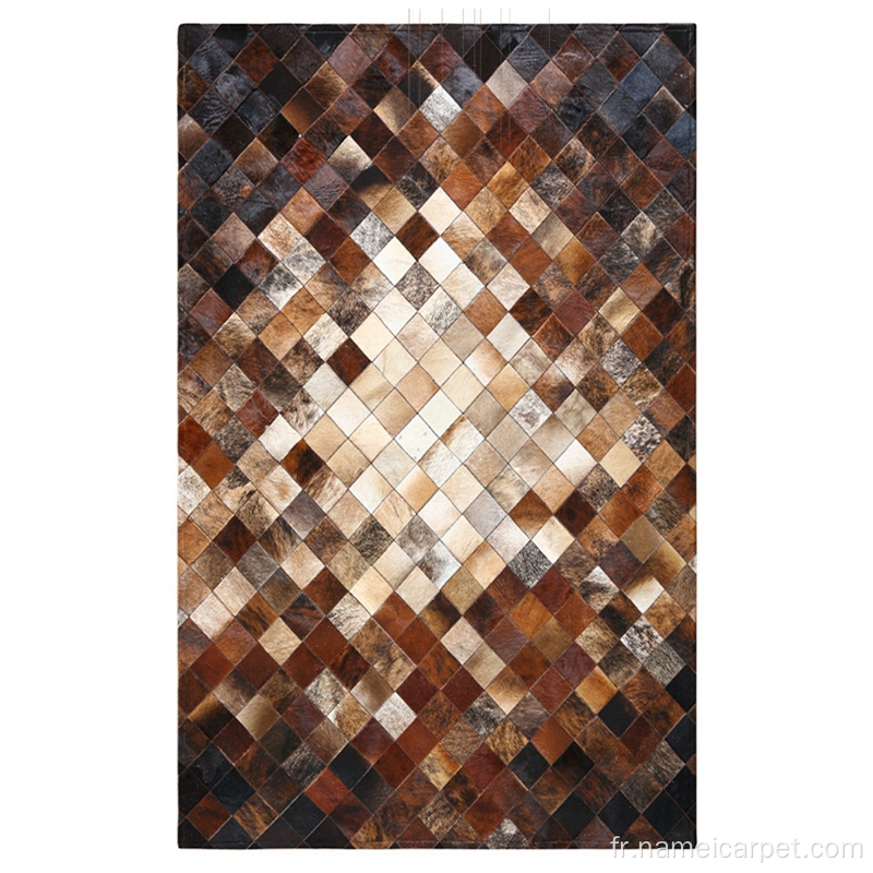 Design marron réel tapis de tapis en cuir patchwork de vache