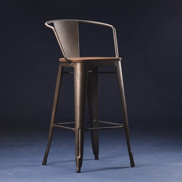 Stackable Outdoor Industrial Iron High Bar Stool with Back (SP-MC076W)