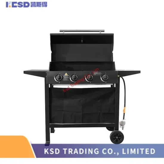 Garden Barbecue 3 Burners Stainless Steel Outdoor BBQ Gas Grill with Side Table
