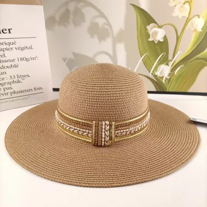 Retro Style Ladies Sun Hat - Hot Selling Summer Beach Sunscreen Grass Straw Boater Hat