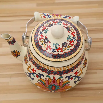 3.5L Pear Shape Pottery Handle Enamel Kettle