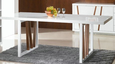 Contemporary white dining table with veneer