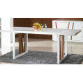 Contemporary white dining table with veneer