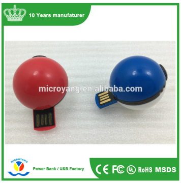 Plastic pokemon go pokeball usb flash drive round ball usb flash drive for promotional