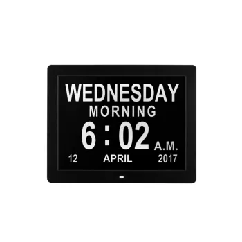 Dutch User Manual for High-Quality 10" & 12" Digital Calendar Day Clock with Dementia Alarm