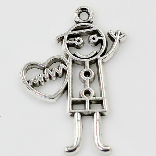 Saint Valentin Métal Garçon Fille Alliage Charme Pendentif En Gros Fille Charmes pour Bracelet Faire Bijoux Pendentif