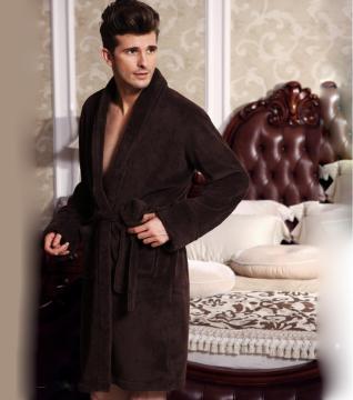 Valable  Men's Fleece Bathrobe With Large Lapel