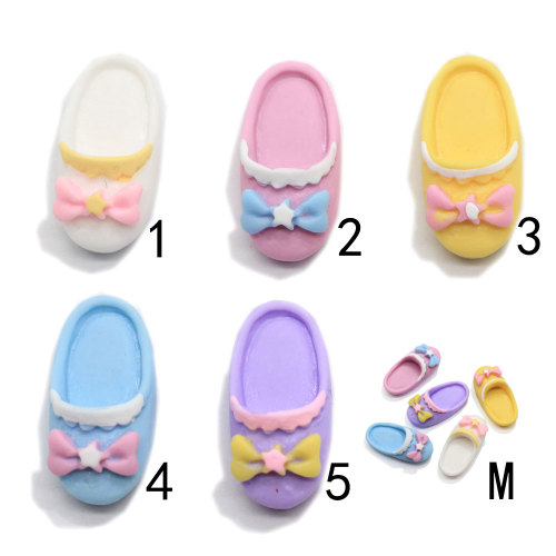 Kawaii Girls Slippers Resin Beads with Bowknot Ornament Charms Artificial Shoes DIY Craft for Scrapbook Making