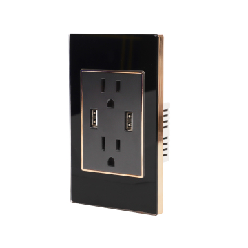 Bingoelec Crystal Glass 118 Standard Electrical USB Socket Outlet Double Power Point 3 Pin Wall Outlet