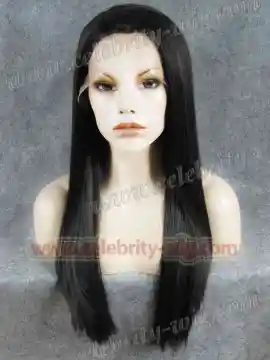 Natural Black Extra Long Straight Synthetic Lace Front Wig