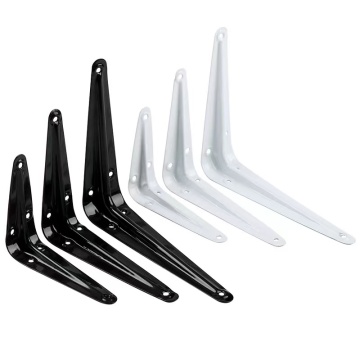 Retro Iron L-Shaped Triangle Floating Shelf with Black and White Metal Finish: Heavy Duty Storage Solution
