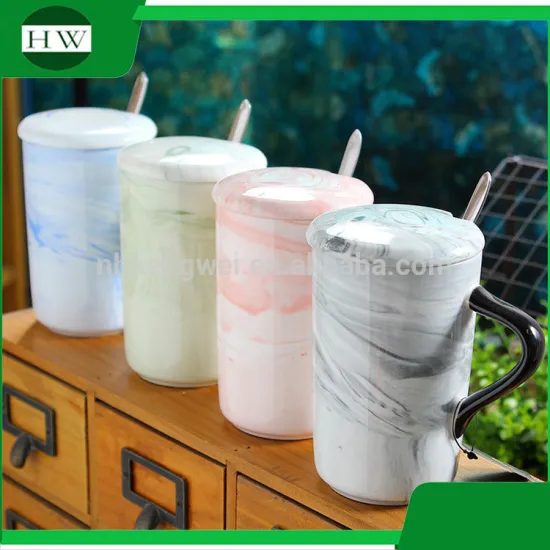 creative wholesale Chinese Ink water tea milk coffee mug cup with handle and lid and spoon