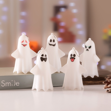 Halloween Ghost Lamp Keychain Ornament Night Light Liontin