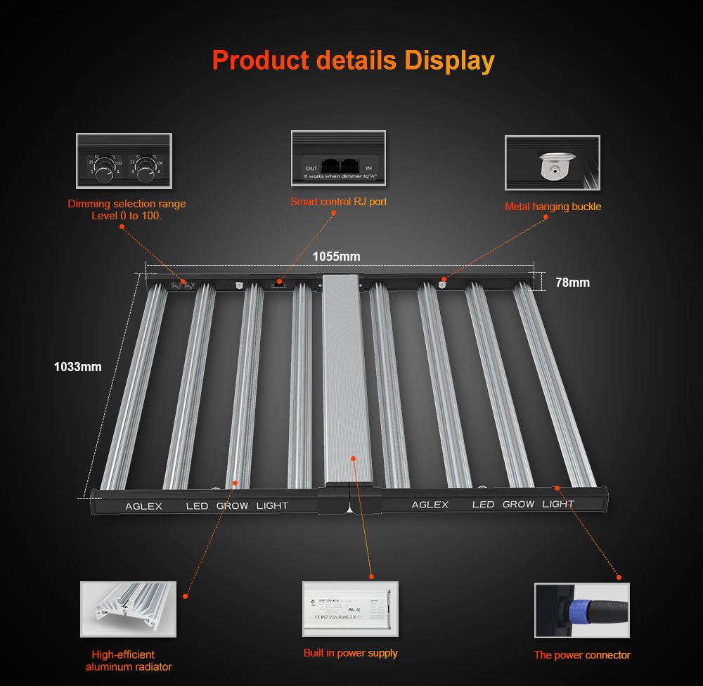 LED تنمو ضوء 1000W لنظام المزروعة