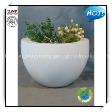 16 Inches White Round Fiberglass Planter