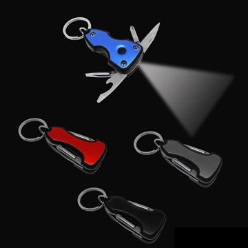 Multifunctional LED Keychain Tools with Screwdrivers/Knife/Bottle Opener and 60mm Closed Length