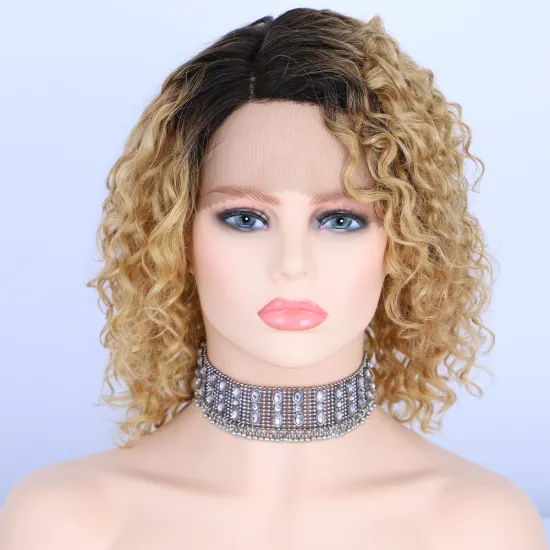 Aisi Hair Short Bob Ombre Blonde Curly Wave Swiss Lace Wigs Brazilian Hair For Black Women Lace Front Human Hair Wigs