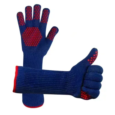 Non-Slip Silicone Dots Extreme Heat Resistant Grilling Oven BBQ Grill Gloves