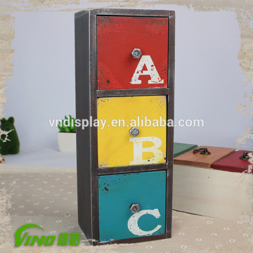 Shabby Chic Metal Display Shelf Rutic Vintage Metal Drawer Cabinet