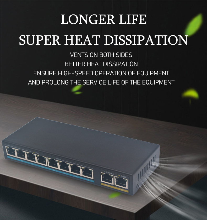 Port Power High Resolution 8 Poe Power Supply Network Ports + 1 Optical Port Poe Switch, High ...