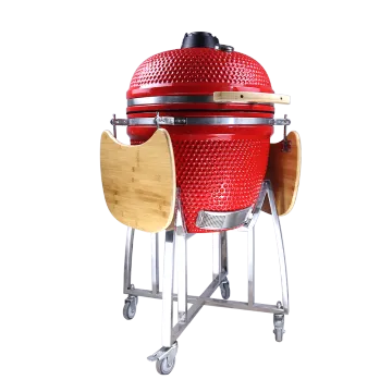 Auplex 23-Inch Kamado Joe Multifunctional Green Charcoal BBQ Grill with Folding Trolley