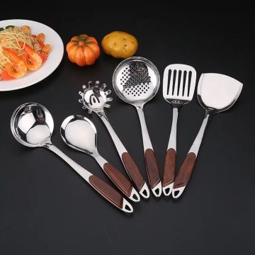 Kitchen Utensils: Stainless Steel Spatulas and Wooden HandleSpoons