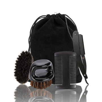 Custom Men's Anti-Static Bristle Straight Razor Shaving Brush & Beard Kit - Sandalwood Brush and Comb Set