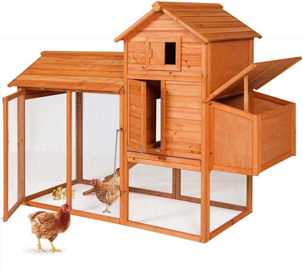 80in Outdoor Wooden Chicken Coop Multi-Level Hen House