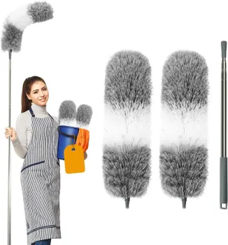 Microfiber Feather Duster with Replaceable Bendable Head: The Ultimate Cleaner for Home and Kitchen Gadgets, including Ceiling Fans