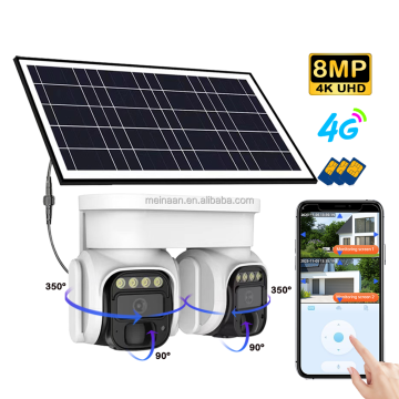 4G Solar Panel 8MP PTZ Camera - 4K Dual Lens Outdoor Security CCTV